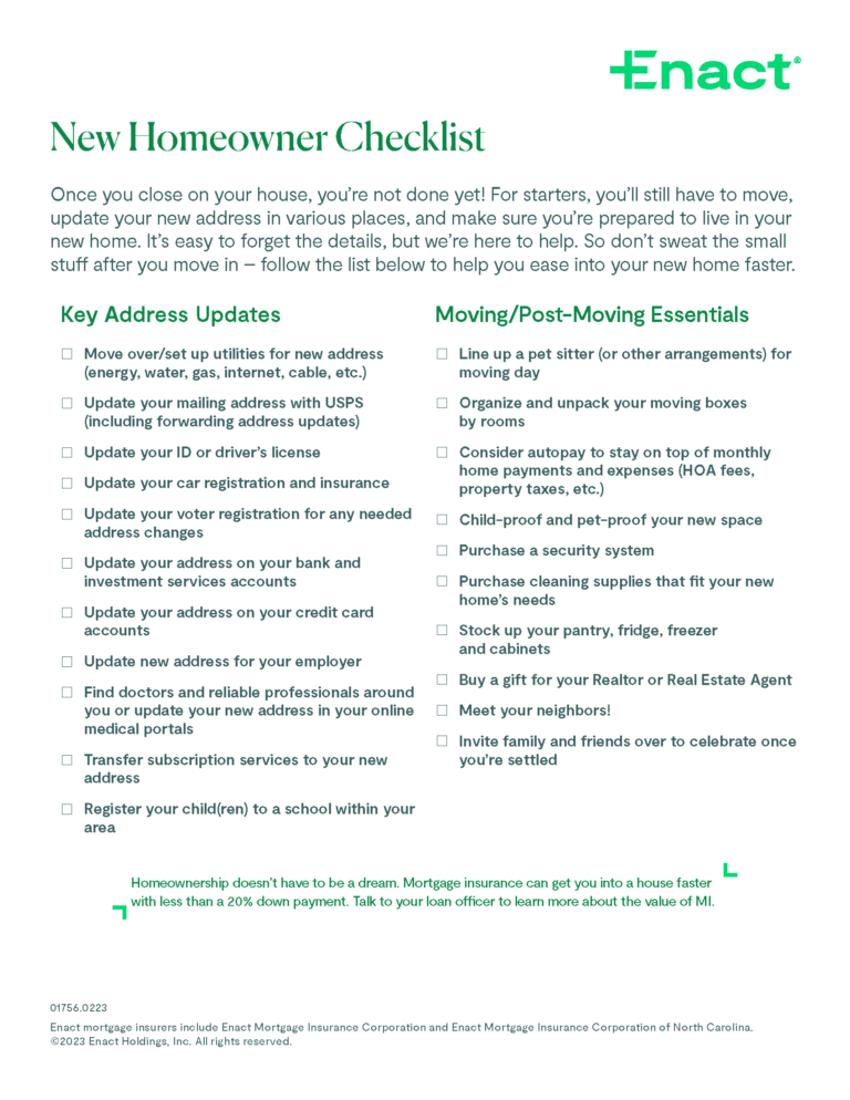 Help For FTHBs A Guide And Checklist For New Homeowners Enact MI Blog